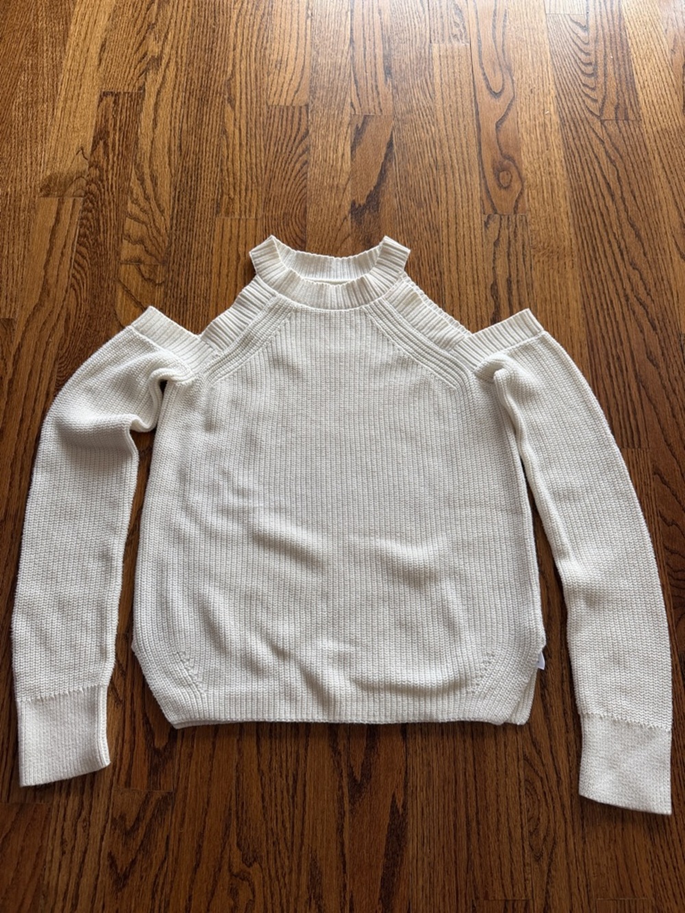 rag & bone Cream Cold-Shoulder Ribbed Sweater